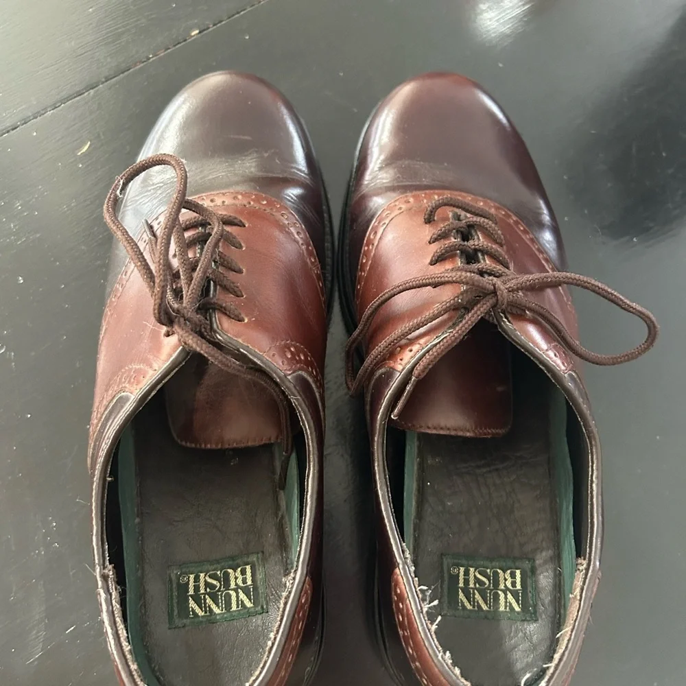 Nunn Bush Oxfords Size 8.5 Brown Leather 81129-51 Brogue Saddle Oxfords Shoes US